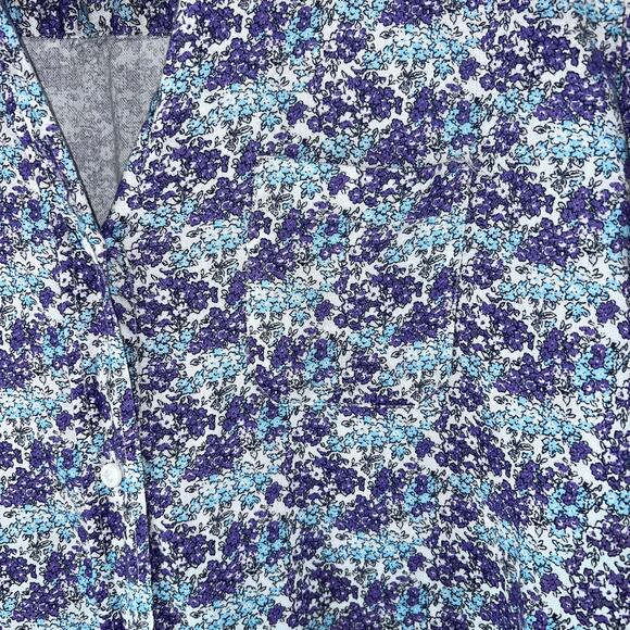 Anthropologie Grayson The Hero Size 4 Large Floral Blue Purple Button Up - Picture 5 of 10